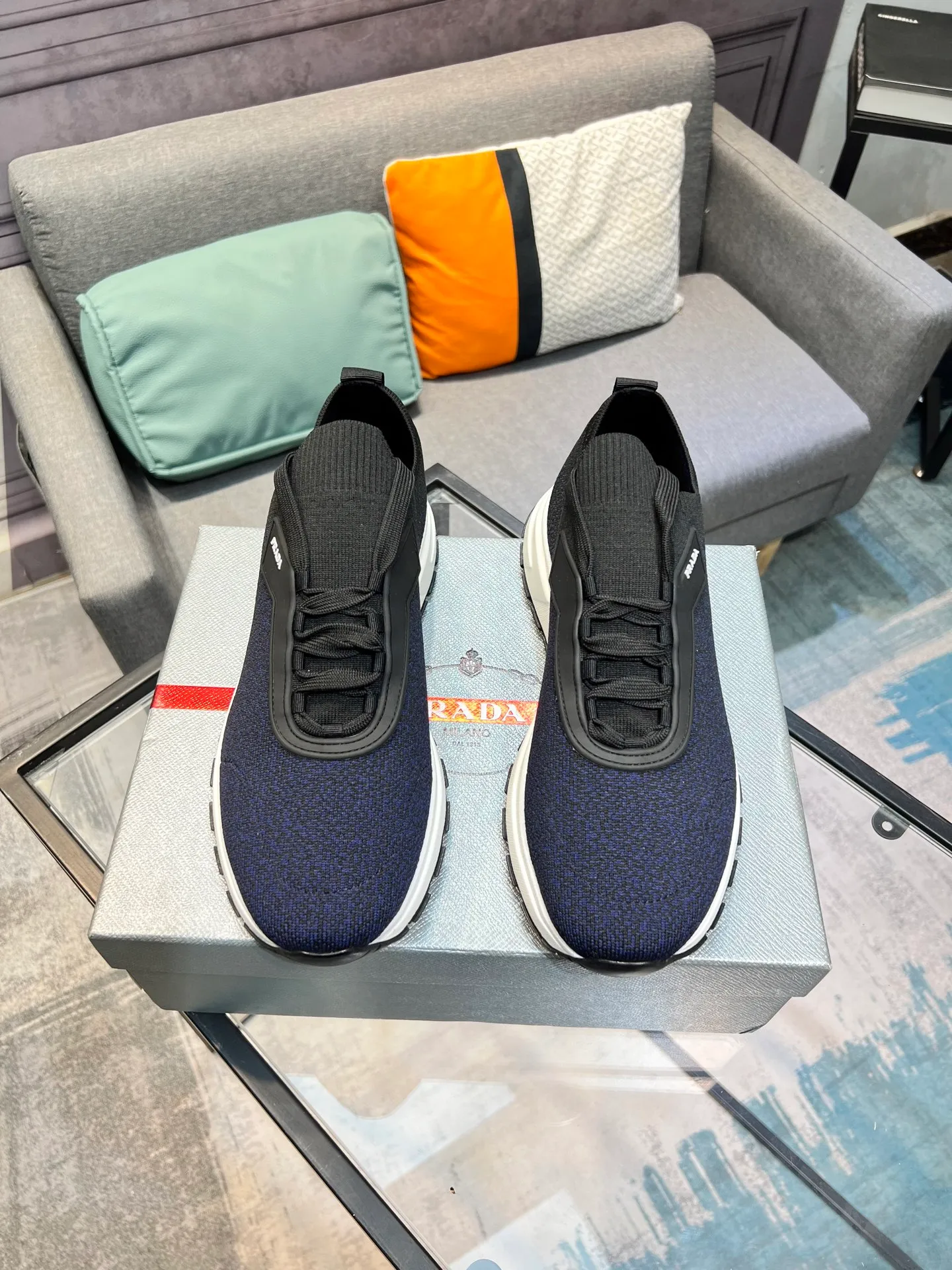 Men's shoes 💰500 PRADA "Prada" casual shoes Regular size: 38-44 (45 can be customized) Product material: Selected cowhide with fly weave material, genuine leather lining, original outsole